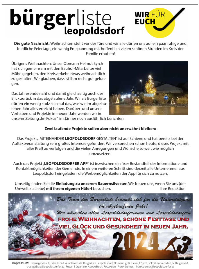 Unsere Zeitung – Dezember 2023